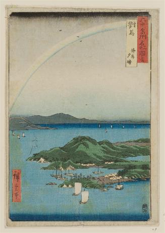 Tsushima Province: A Fine Evening on the Coast (Tsushima, Kaigan yûbare), from the series Famous Places in the Sixty-odd Provinces [of Japan] ([Dai Nihon] Rokujûyoshû meisho zue)