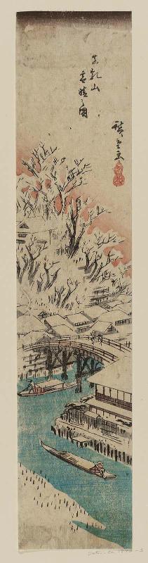 Clear Weather after Snow at Matsuchiyama (Matsuchiyama yukibare no zu), cut from one sheet of the harimaze series Famous Places in the Eastern Capital (Tôto meisho)