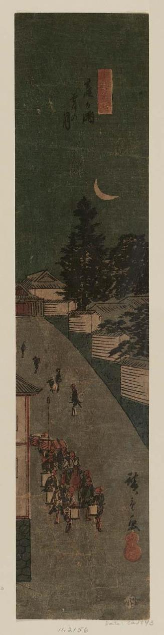 Moonlit Night at Kasumigaseki (Kasumigaseki yoi no tsuki), cut from one sheet of the harimaze series Famous Places in the Eastern Capital (Tôto meisho)