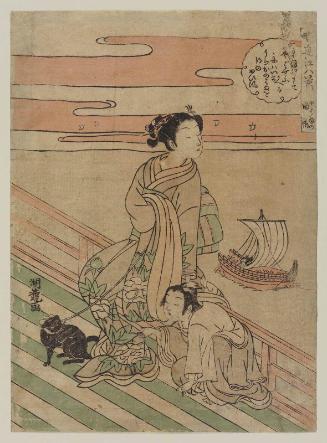 Returning Sails at Yabase (Yabase no kihan), from the series Eight Views of Ômi in Modern Guise (Yatsushi Ômi hakkei)