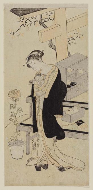 Osen of the Kagiya Holding a Cat