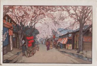 Avenue of Cherry Trees (Hanazakari [Cherry Trees in Full Bloom]), from the series Eight Scenes of Cherry Blossoms (Sakura hachidai)