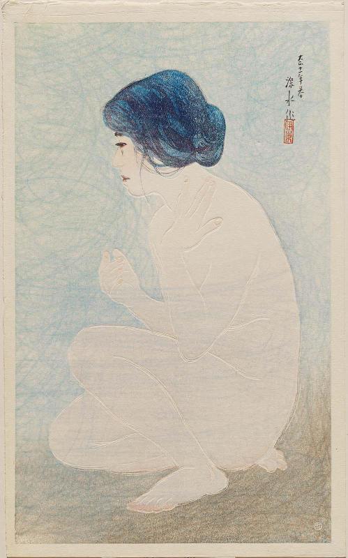 A Bath in Early Summer (Shoka no yoku), from the series Twelve New Figures of Beauties (Shin bijin jûni sugata)