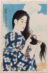 Newly Washed Hair (Araigami), from the series Second Series of Modern Beauties (Gendai bijin dai-nishû)