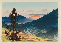 Dawn at Kanbayashi (Kanbayashi no asa), from the series Ten Views of Shinano Province (Shinano jukkei)