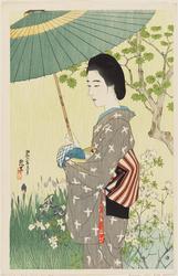 Early Summer Rain (Samidare), from the series Second Series of Modern Beauties (Gendai bijin dai-nishû)