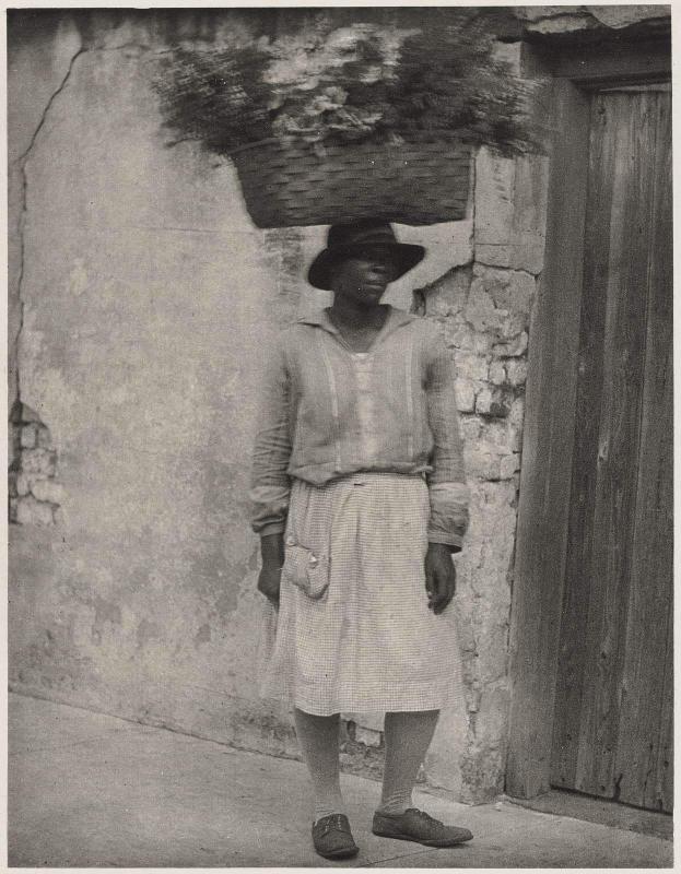 Woman with Flower Basket on Head