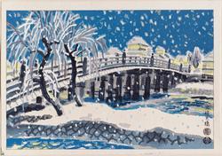 The Great Bridge at Sanjô (Sanjô Ôhashi), from the series Eight Kyoto Snow Scenes (Kyôto yuki hakkei)