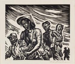 Beginning of the Evacuation (Hikiage no tabi e), from the series Traveling to the Homeland (Sokoku e no tabi), also called Refugees