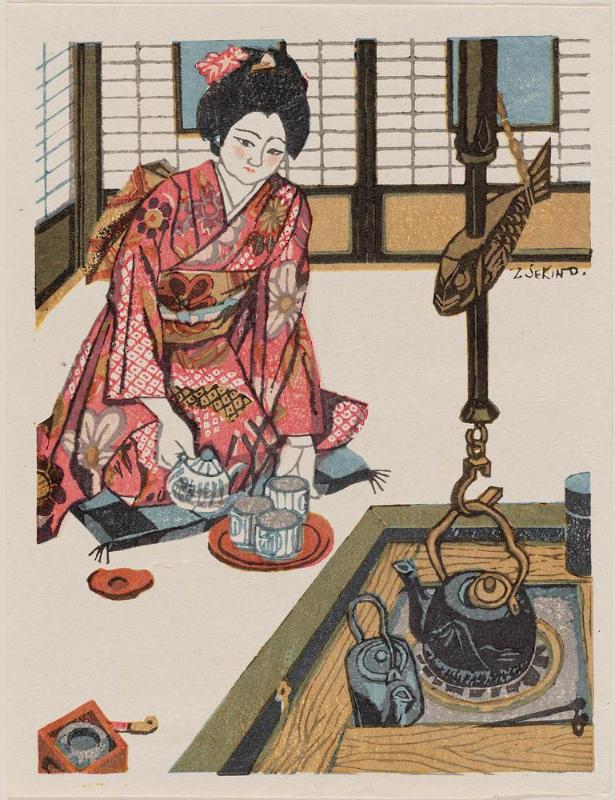 Beside a Hearthplace in the Northeast (Tôhoku no irori hata), from the series Women's Customs in Japan (Nihon jozoku sen)