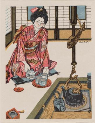 Beside a Hearthplace in the Northeast (Tôhoku no irori hata), from the series Women's Customs in Japan (Nihon jozoku sen)