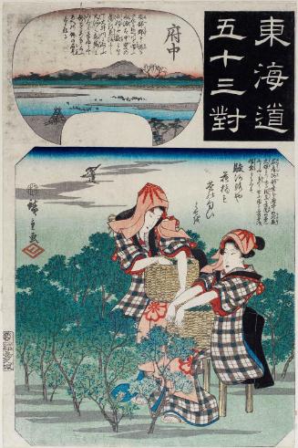 Fuchû: Women Picking Tea Leaves, from the series Fifty-three Pairings for the Tôkaidô Road (Tôkaidô gojûsan tsui)