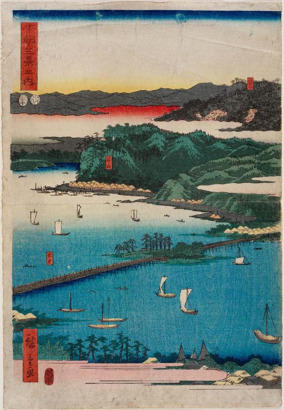Eight Views of Ômi: Miidera, Ishiyama, Seta, from the series Three Famous Scenic Spots in Japan (Honchô sankei no uchi)