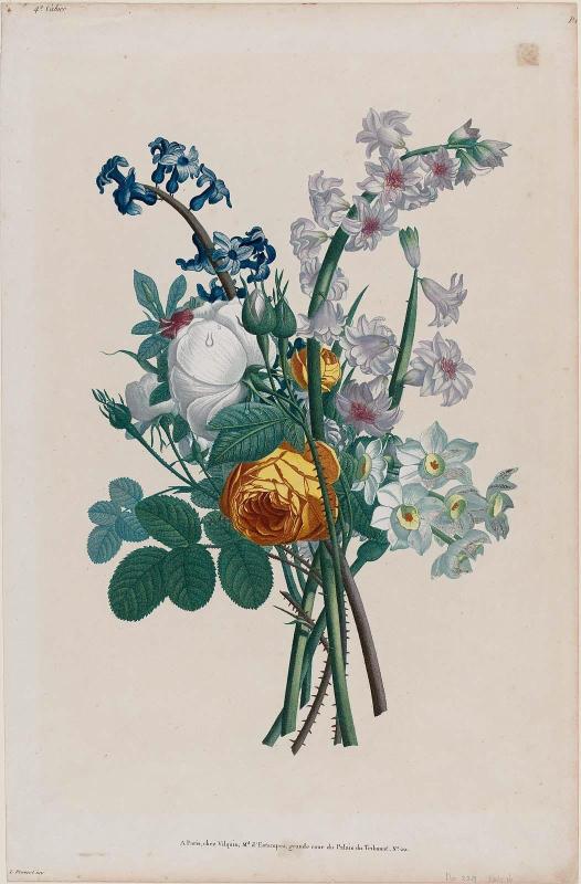 Bouquet of Yellow and White Roses, Hyacinths, and Narcissi