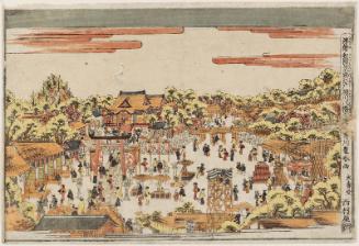 Fukagawa Hachiman Shrine in Edo (Edo Fukagawa Hachiman no zu), from the series Perspective Pictures of Japanese Scenes (Uki-e wakoku keiseki)