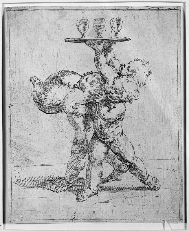 Three Children with a Tray of Wine Goblets