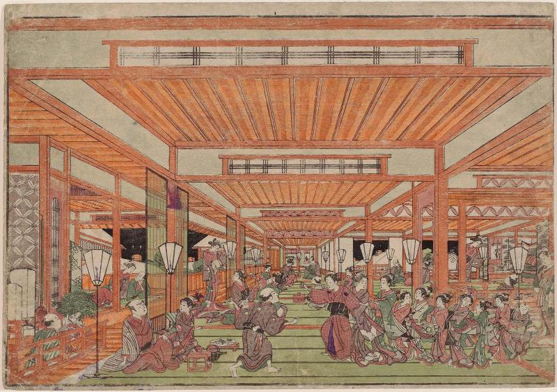 Perspective PIcture of a Grand Party in the New Yoshiwara (Uki-e Shin Yoshiwara sôshimai no zu)