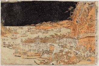 The Downhill Attack at the Battle of Ichinotani (Ichinotani kassen sakaotoshi no zu), from the series Scenes of Japan in Perspective Pictures (Uki-e Wakoku keiseki)
