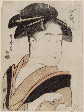 Otayo of the Fujiya, from an untitled series of famous beauties of Edo