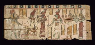 Coffin panel: enthroned Osiris and his entourage