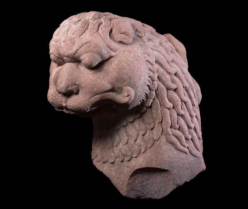 Head and chest of a monumental lion