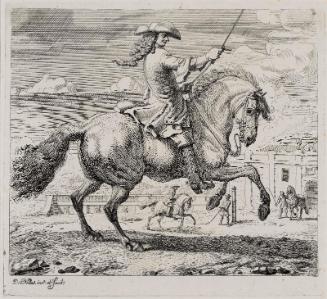 Horse and Rider Performing a Curvet