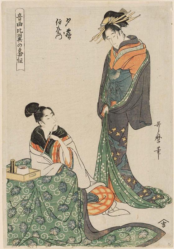 Yûgiri and Izaemon, from the series Musical Program of True Love (Ongyoku hiyoku no bangumi)