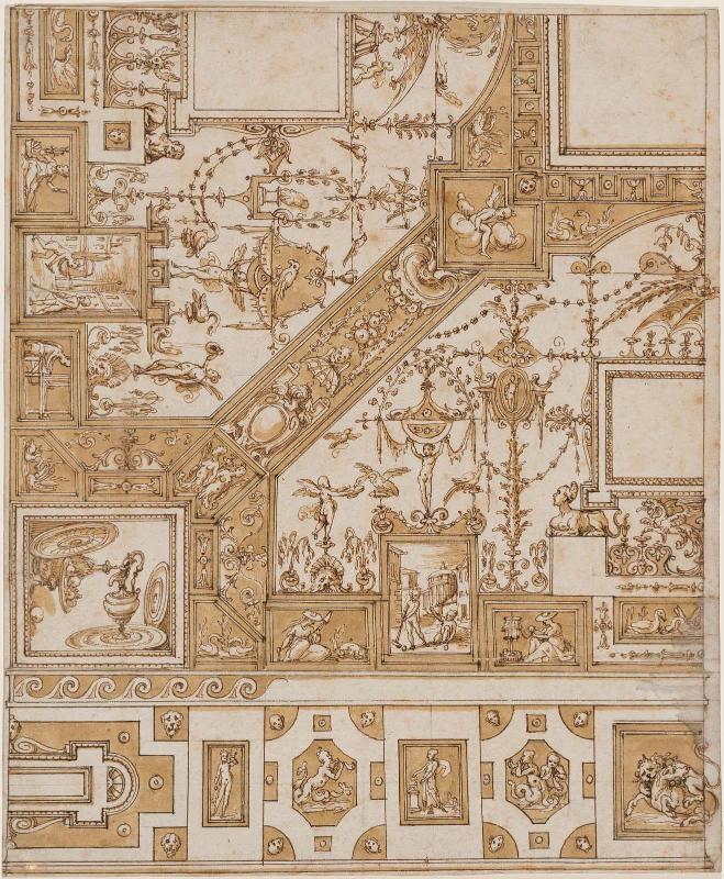Design for an Ornate Ceiling with Allegorical Figures