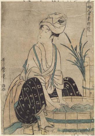 Washing Clothes, from the series Women's Handicrafts: Models of Dexterity (Fujin tewaza ayatsuri kagami)
