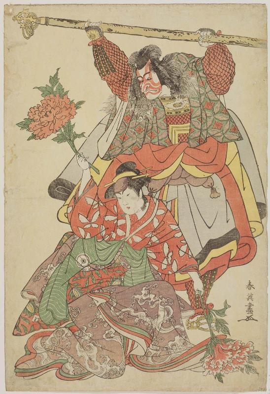 Actors Ichikawa Danjûrô V as Asama Saemon Norimasa and Iwai Hanshiro IV as Yaehata