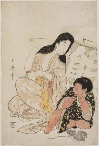 Yamauba and Kintarô with a Kite Inscribed "Bear"