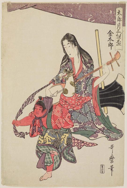 Kintarô, right sheet of the triptych Set of Three Sake Cups for the First Month (Tarô-zuki mitsugumi sakazuki)