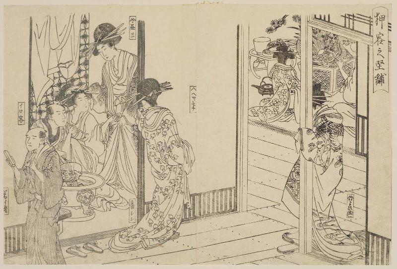 Party for the Intimate Customer (Irokyaku no zashiki), from the book Seirô ehon nenjû gyôji (Picturebook of Annual Events in the Yoshiwara)