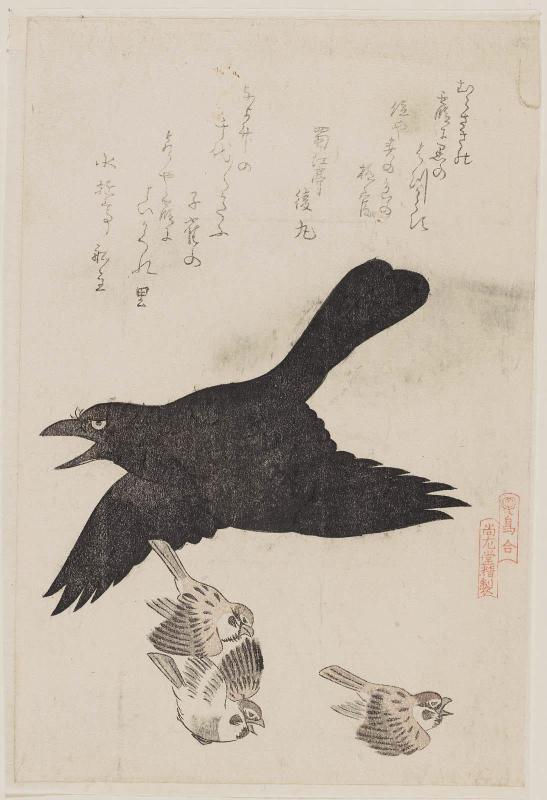 Raven and Sparrows, from the series Comparisons of Birds (Tori awase)