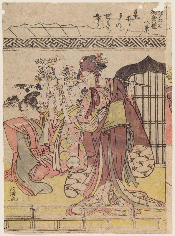 Sunset Glow at Kameido (Kameido no sekishô), from the series Eight Views of the Festivals of Various Gods in Edo (Oedo shojinn gosairei hakkei)