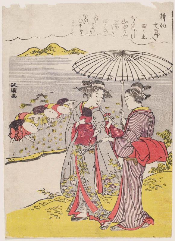 No. 8, Transplanting Rice Seedlings (Taue), from the series Twelve Seasons of Agriculture (Kôsaku jûni setsu)