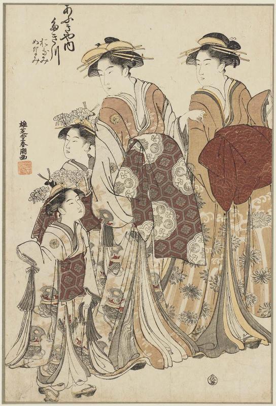 Takigawa of the Ôgiya, kamuro Onami and Menami