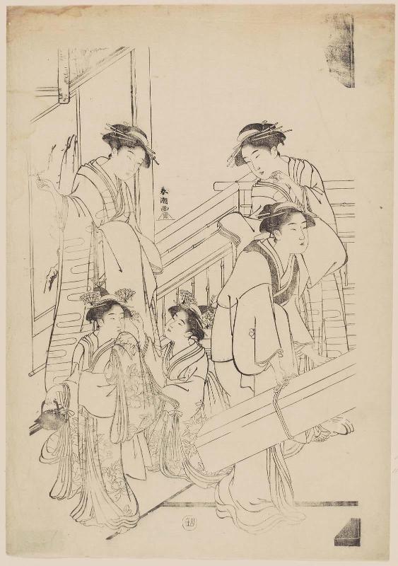 Courtesans and Kamuro on Balcony