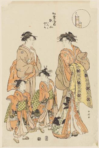 The Boys' Festival: Seyama of the Matsubaya, kamuro Iroka and Yukari, from an untitled series of Five Festivals (Go sekku)