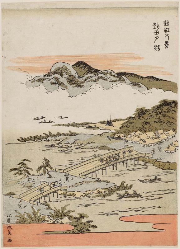Sunset Glow at Seta (Seta sekishô), from the series Eight Views of Ômi (Ômi hakkei)