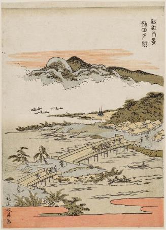 Sunset Glow at Seta (Seta sekishô), from the series Eight Views of Ômi (Ômi hakkei)
