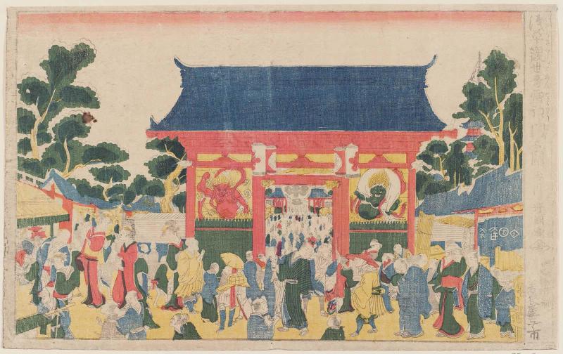 The Gate of the Thunder God at the Kannon Temple in Asakusa (Asakusa Kanzeon Kaminarimon no zu)