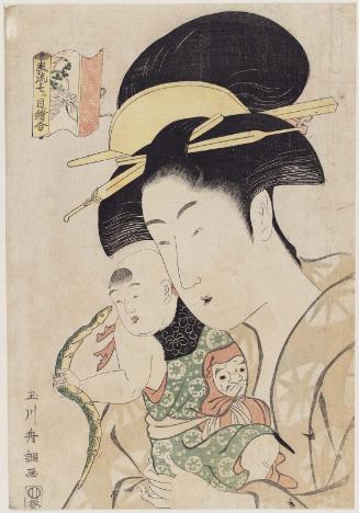 Snake and Boar, from the series Fashionable Matched Pictures of Zodiac Pairs (Fûryû nanatsume eawase)