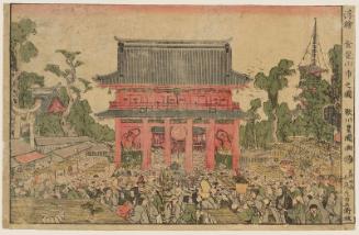 Market at Kinryûzan Temple (Kinryûzan ichi no zu), from the series Perspective Prints (Uki-e)