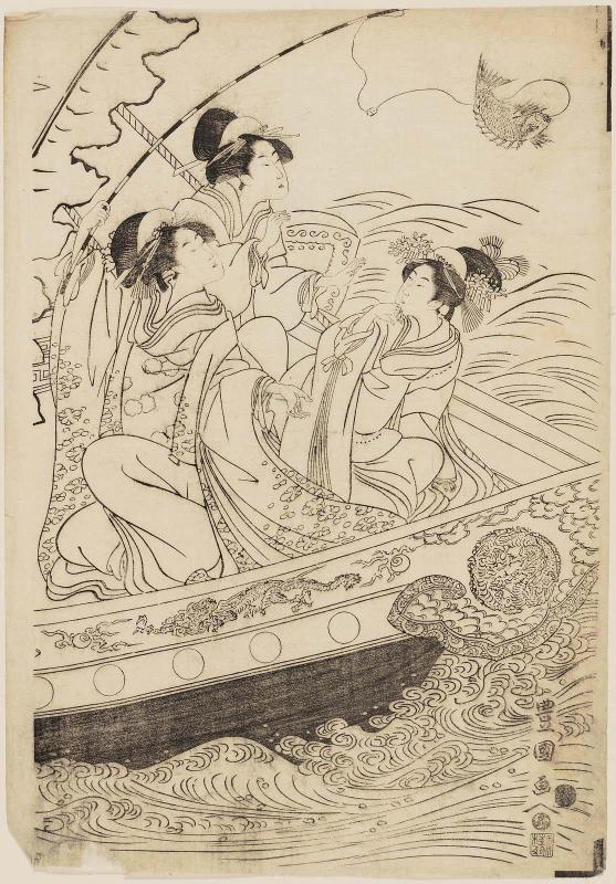 Women in a Boat, Imitating Three Lucky Gods (Sanpukujin)