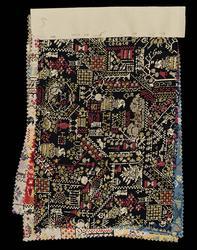 Eight samples of dress fabric, George Washington bicentennial pattern