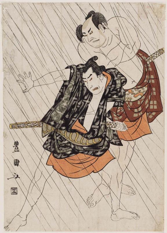 Actors Arashi Sanpachi as Tetsugadake and Nakayama Bunshichi as Iwagawa