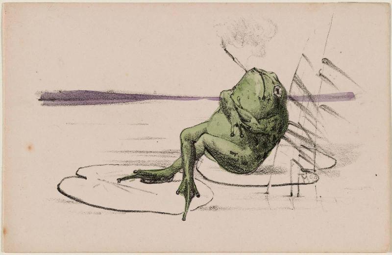 Frog Smoking on a Lilypad
