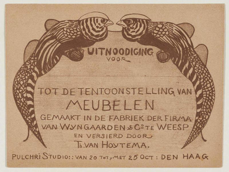 Invitation to Exhibition of Decorated Furniture at Pulchri Studio, The Hague