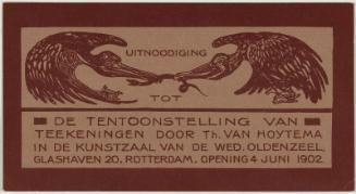 Two Storks Fighting Over a Snake (Exhibition invitation)